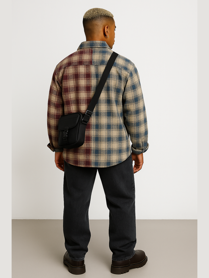 Split Plaid Patchwork Shirt