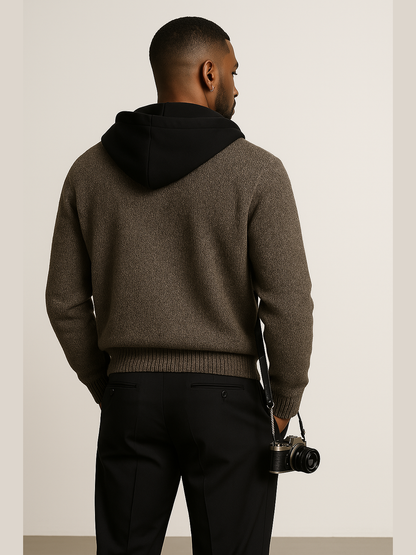 Wool-Blend Contrast Hoodie