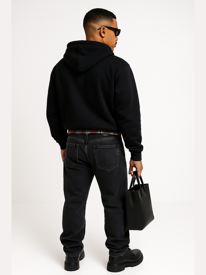 Layered Plaid Hem Hoodie