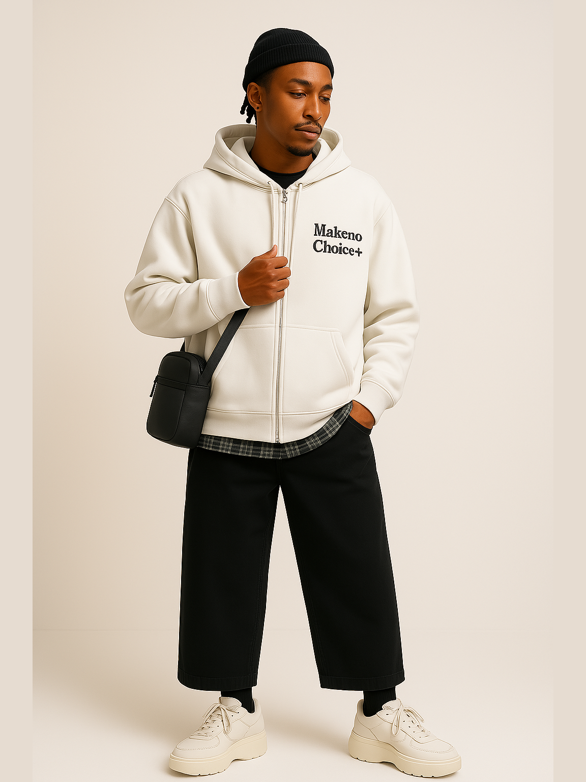 Layered Plaid Hem Hoodie