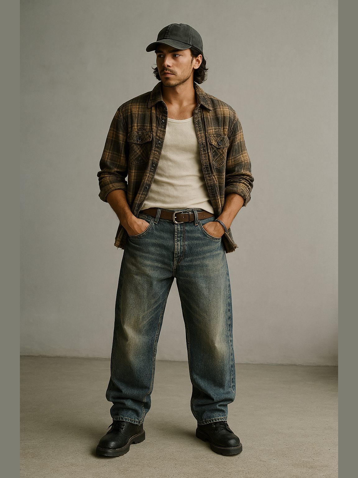 Worn-Out Shadow Wide-Leg Denim