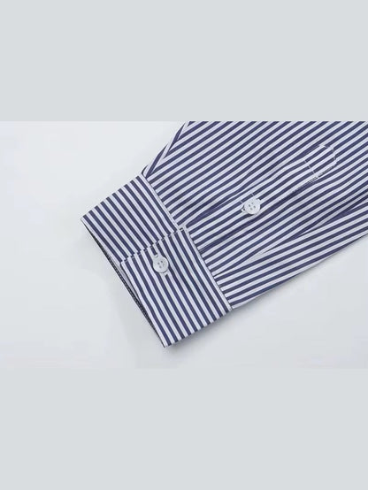 Patchwork Stripe Button-Up Shirt