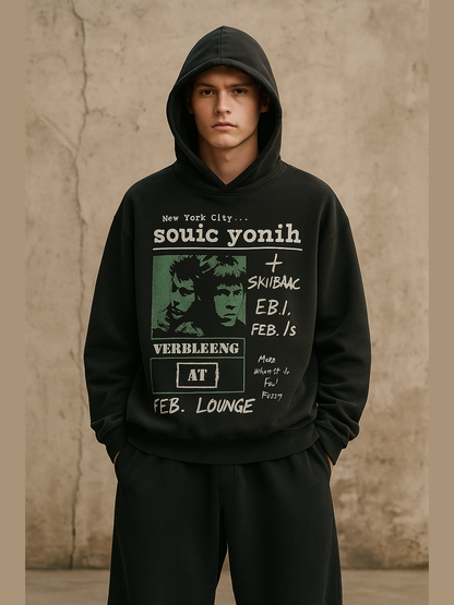 Vintage Punk Graphic Print Hoodie