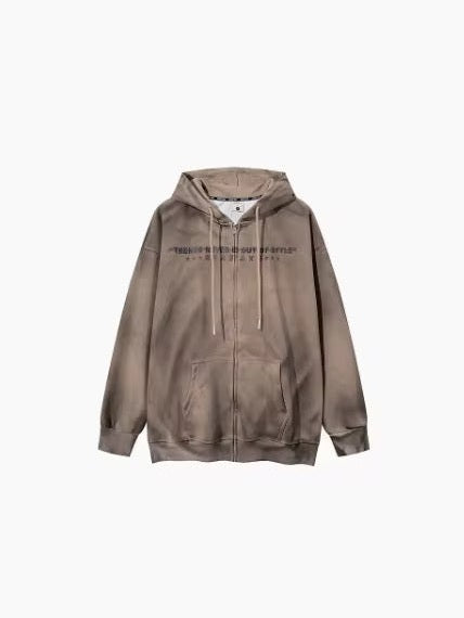 Faded Statement Zip Hoodie
