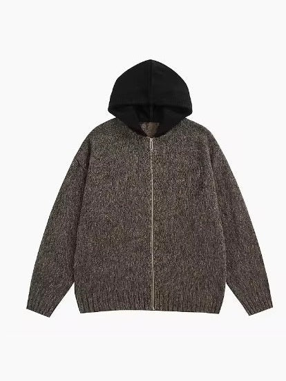 Wool-Blend Contrast Hoodie