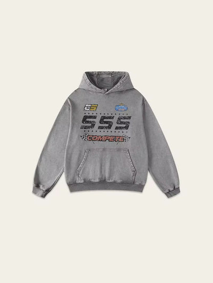 SSS “COMPETE” Vintage Racing Hoodie – Washed Collection