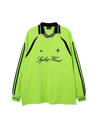 Spiky Head Retro Sports Jersey – Oversized Football-Inspired Shirt