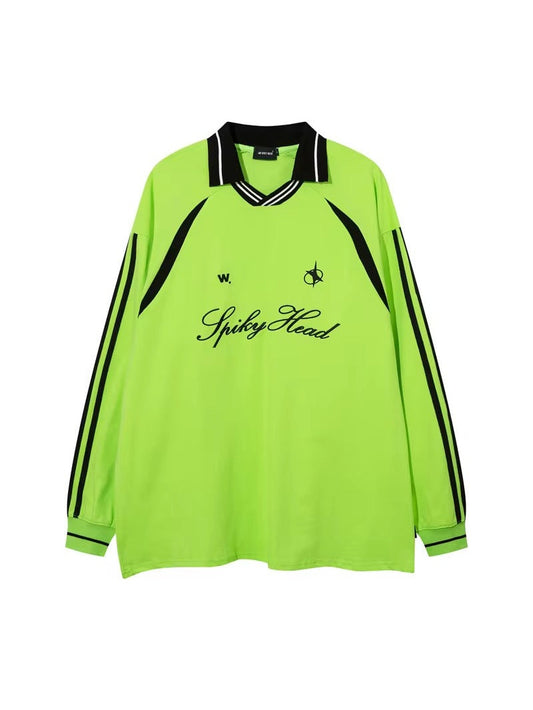 Spiky Head Retro Sports Jersey – Oversized Football-Inspired Shirt