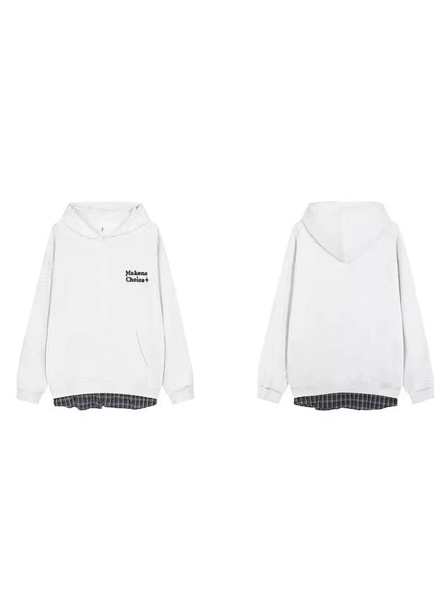 Layered Plaid Hem Hoodie