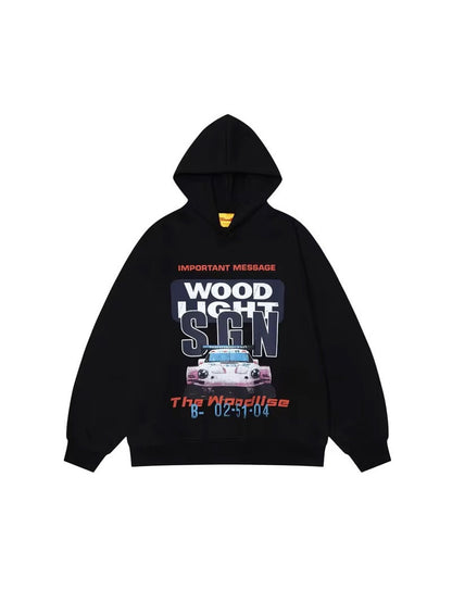Retro Racing Graphic Oversized Hoodie