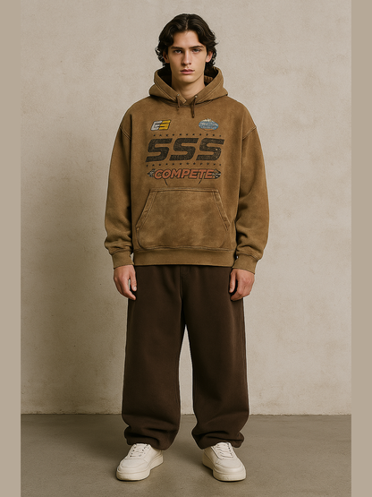 SSS “COMPETE” Vintage Racing Hoodie – Washed Collection