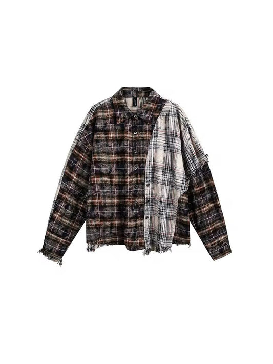 Patchwork Flannel Fringe Shirt