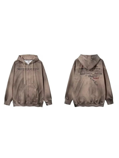 Faded Statement Zip Hoodie