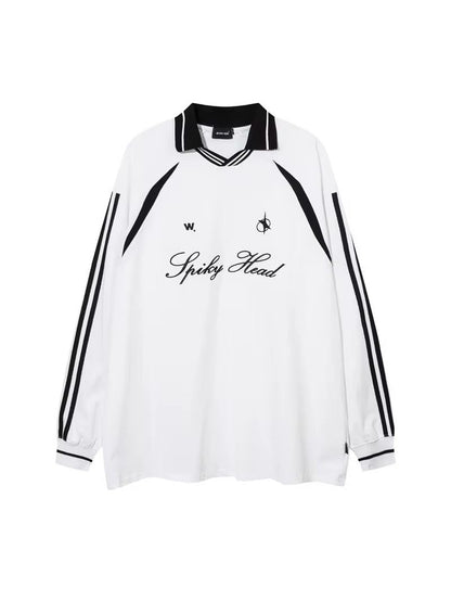 Spiky Head Retro Sports Jersey – Oversized Football-Inspired Shirt
