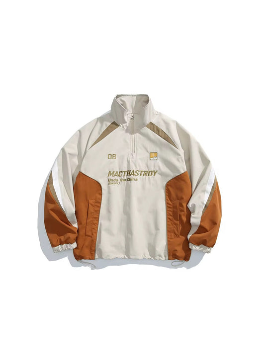 MACTHASTROY “Track Identity” Half-Zip Windbreaker – Ivory/Orange & Black/Burgundy