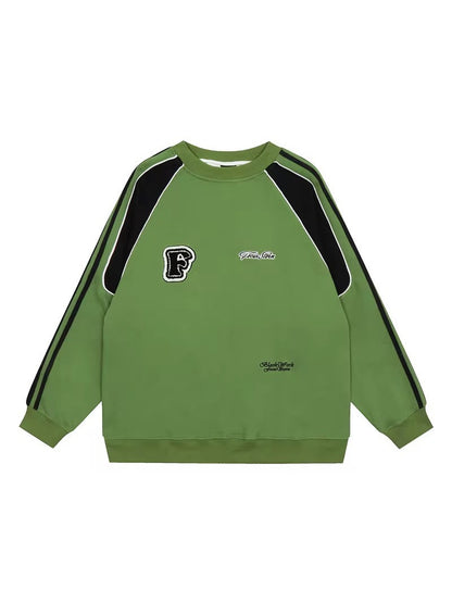 Contrast Panel Varsity-Inspired Sweatshirt
