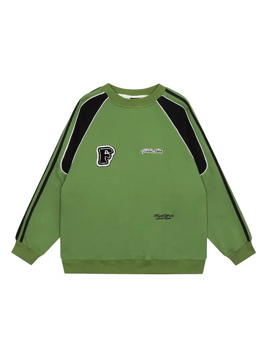 Contrast Panel Varsity-Inspired Sweatshirt