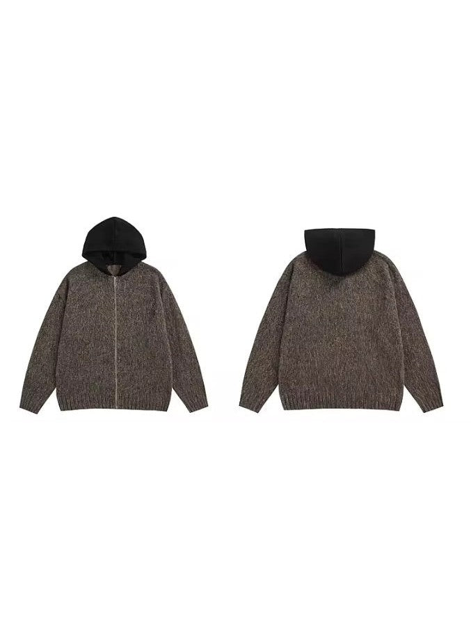 Wool-Blend Contrast Hoodie