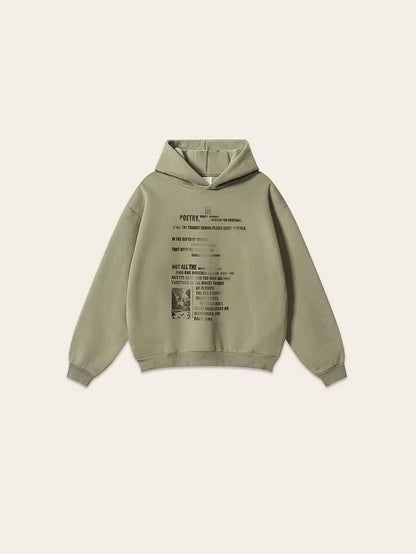 “Poetry Manifesto” Hoodie – Olive / Black / Heather Grey