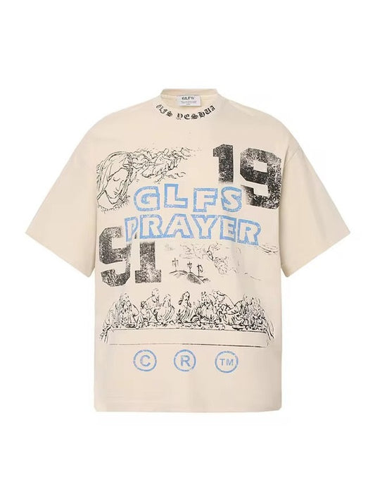 Oversized Scripture Graphic Tee – Sandstone Beige