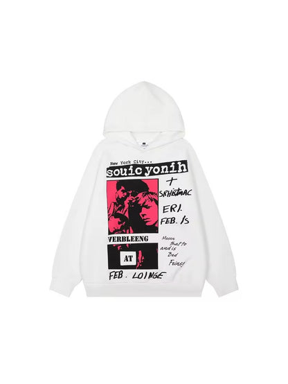 Vintage Punk Graphic Print Hoodie