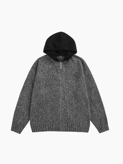 Wool-Blend Contrast Hoodie