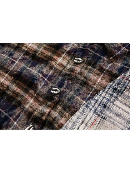 Patchwork Flannel Fringe Shirt