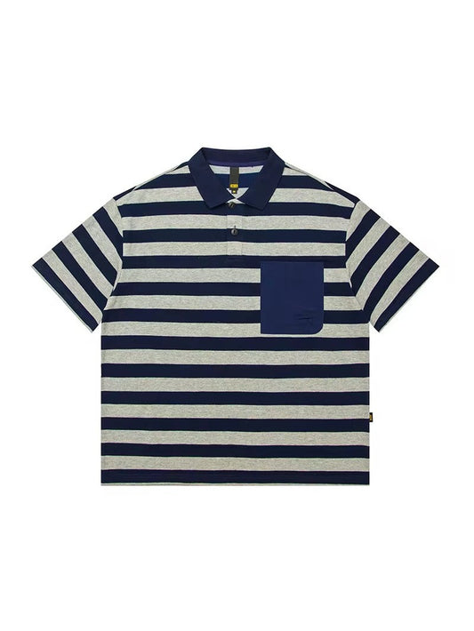 Striped Contrast Pocket Polo Shirt