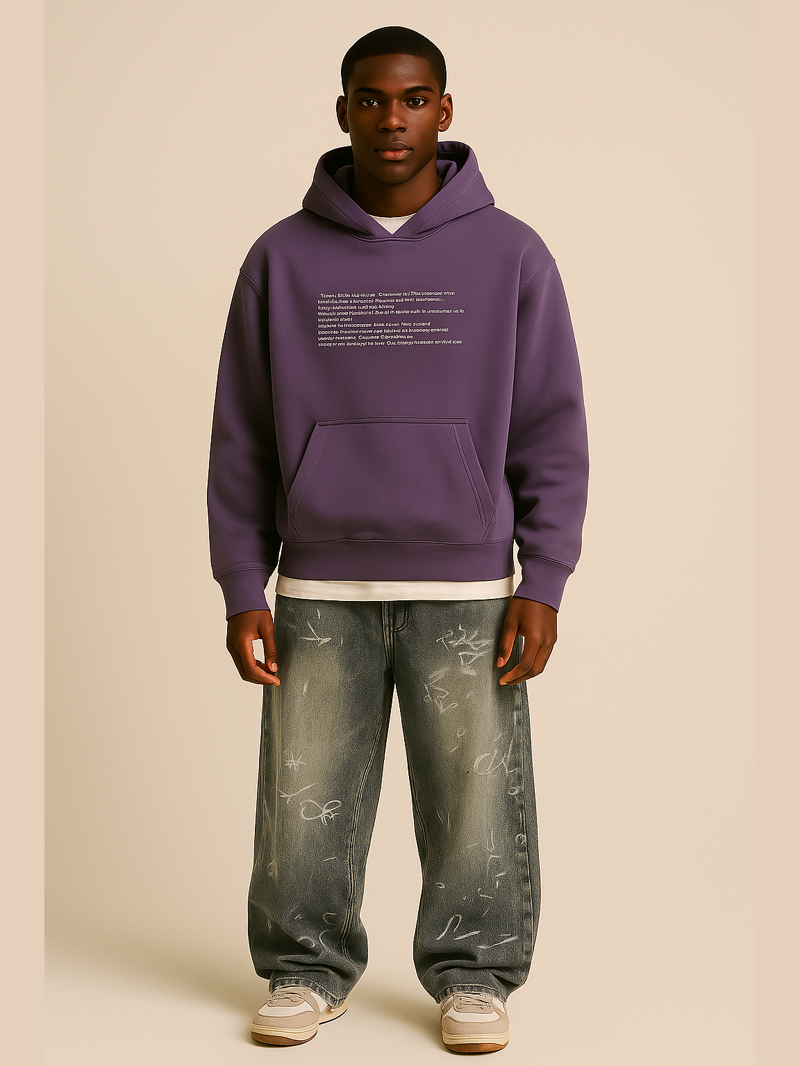 Text Print Oversized Hoodie
