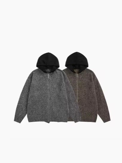 Wool-Blend Contrast Hoodie