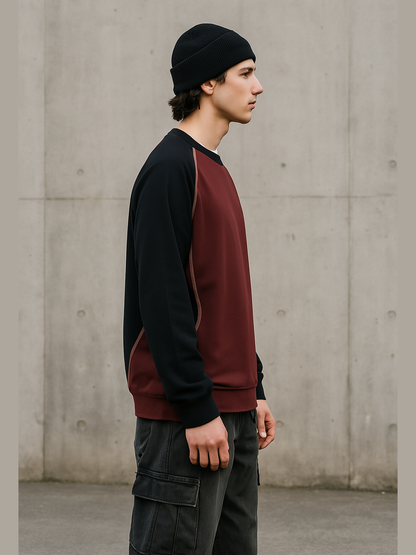 Minimalist Techwear Contrast Panel Sweatshirt