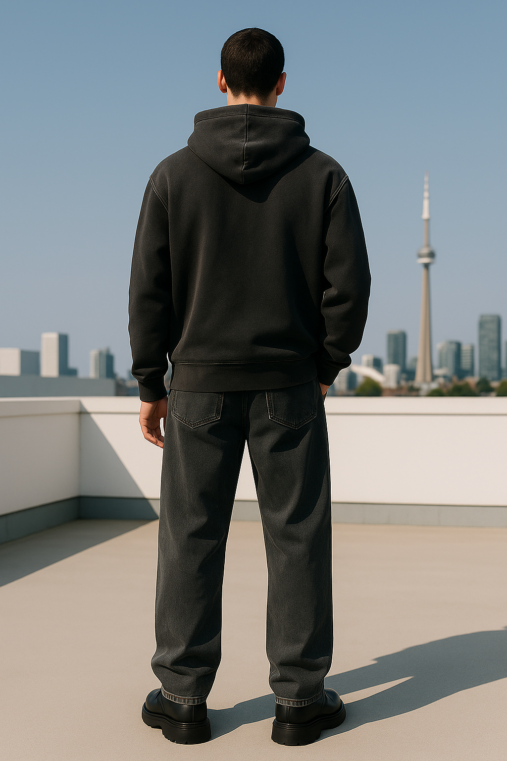 Fractured X-Ray Middle Finger Hoodie – Washed Black