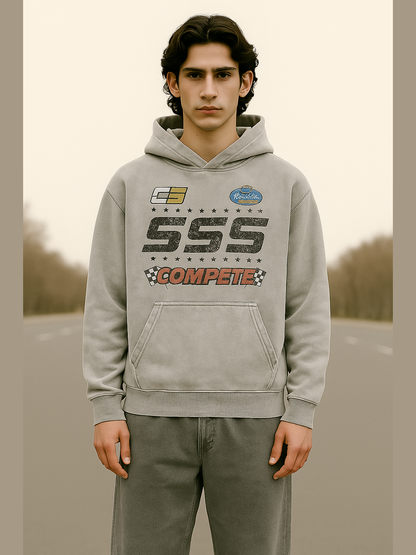 SSS “COMPETE” Vintage Racing Hoodie – Washed Collection