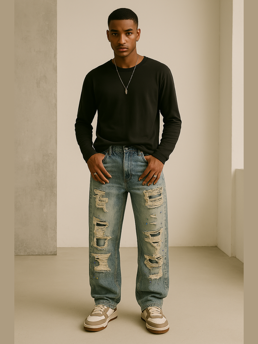 Distressed Embellished Vintage Denim