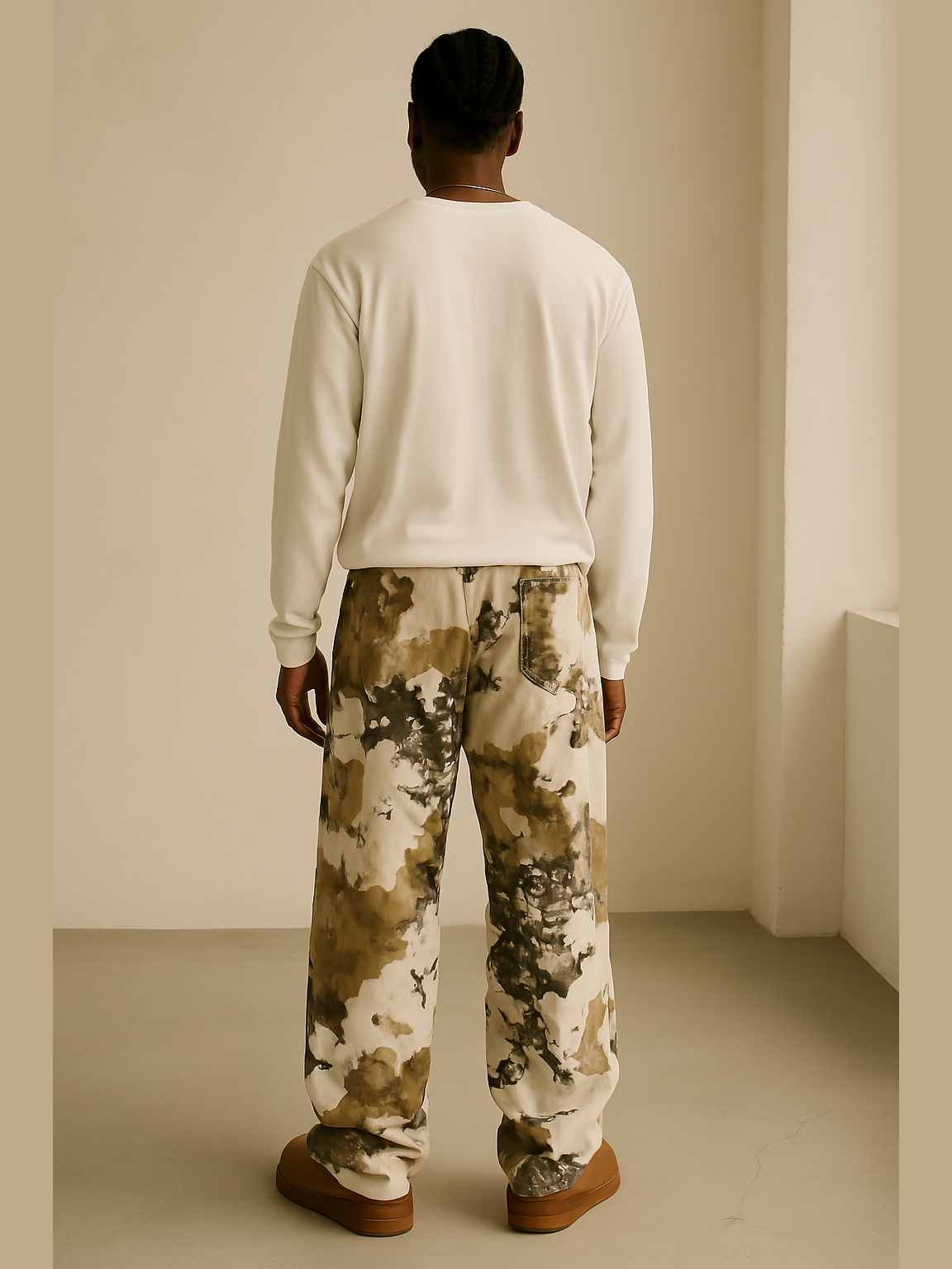 Abstract Earth-Tone Wide-Leg Limited Edition Bottom