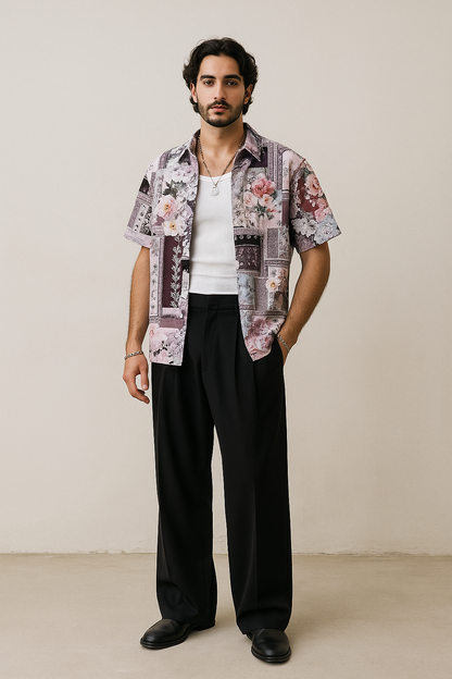 “Gardenframe” Baroque Patchwork Shirt