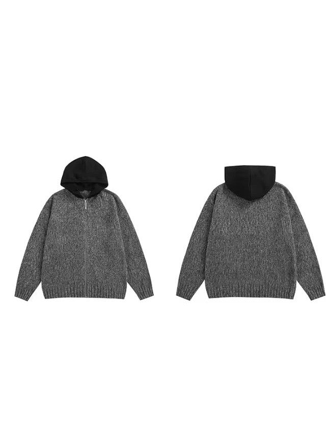 Wool-Blend Contrast Hoodie