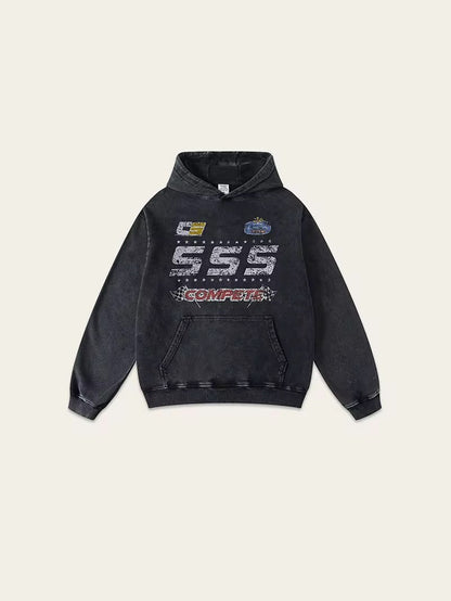 SSS “COMPETE” Vintage Racing Hoodie – Washed Collection