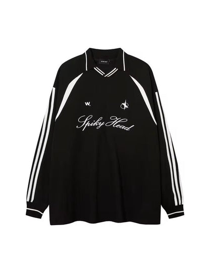 Spiky Head Retro Sports Jersey – Oversized Football-Inspired Shirt