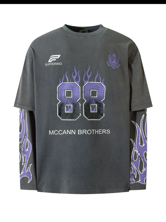 Vintage Motorsport Flame Long Sleeve Tee