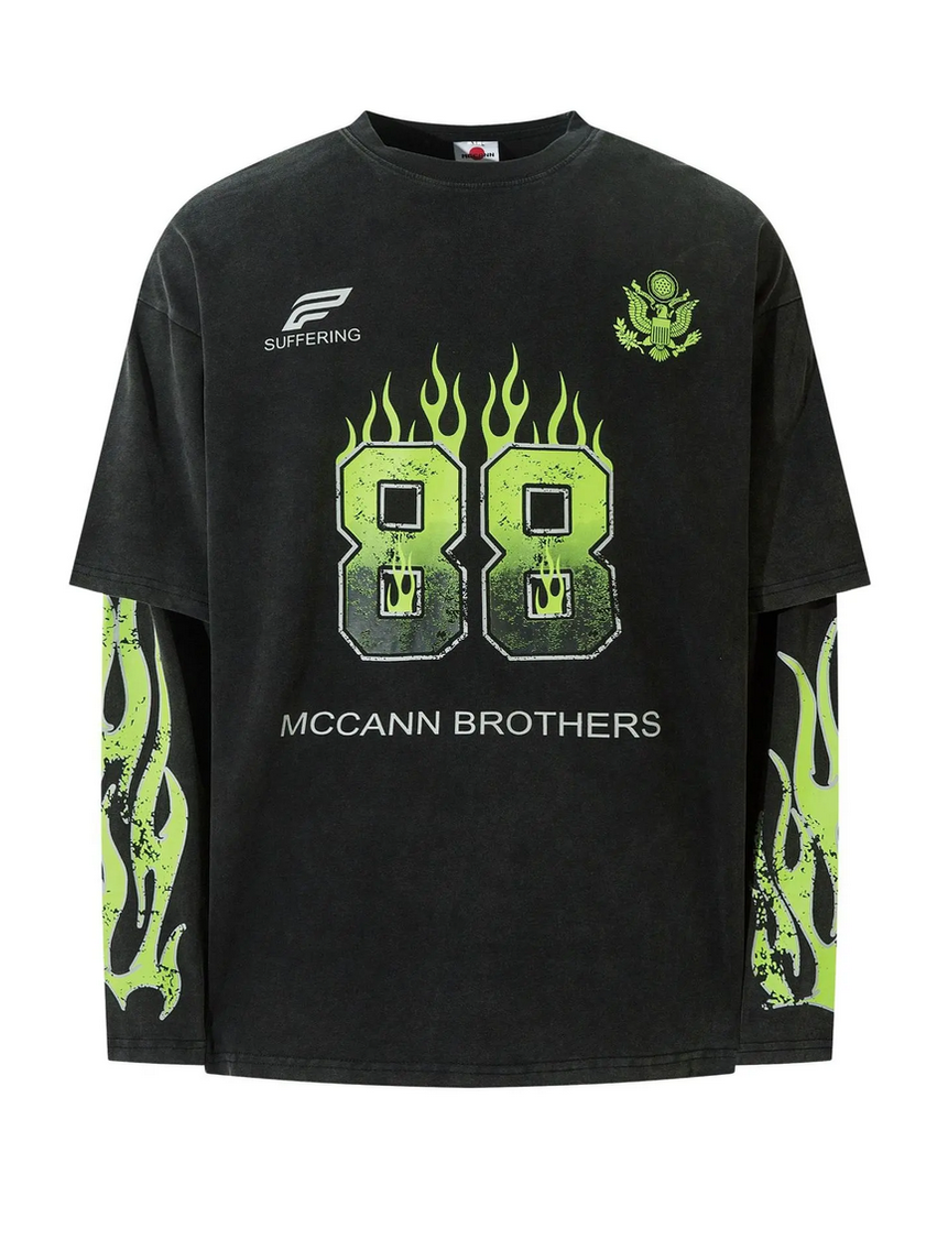 Vintage Motorsport Flame Long Sleeve Tee