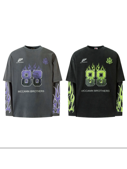Vintage Motorsport Flame Long Sleeve Tee