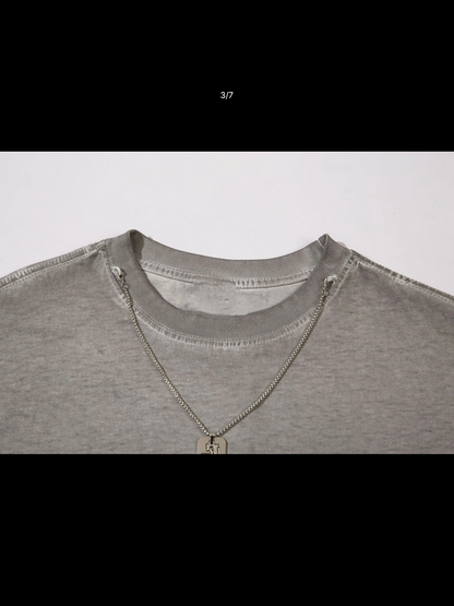 Faded Ruins Washed Cutout T-Shirt
