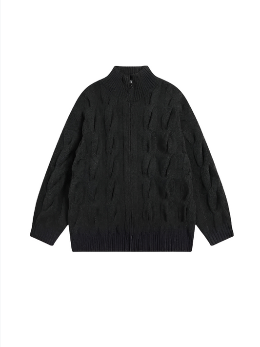 Zip-Front Knit Pullover