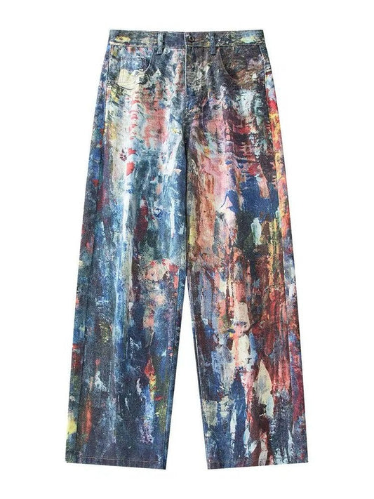Abstract Hand Paint-Splatter  Finish Denim
