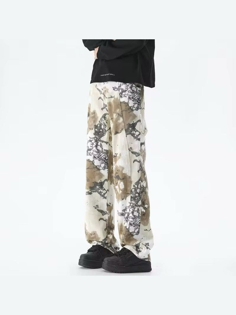 Abstract Earth-Tone Wide-Leg Limited Edition Bottom