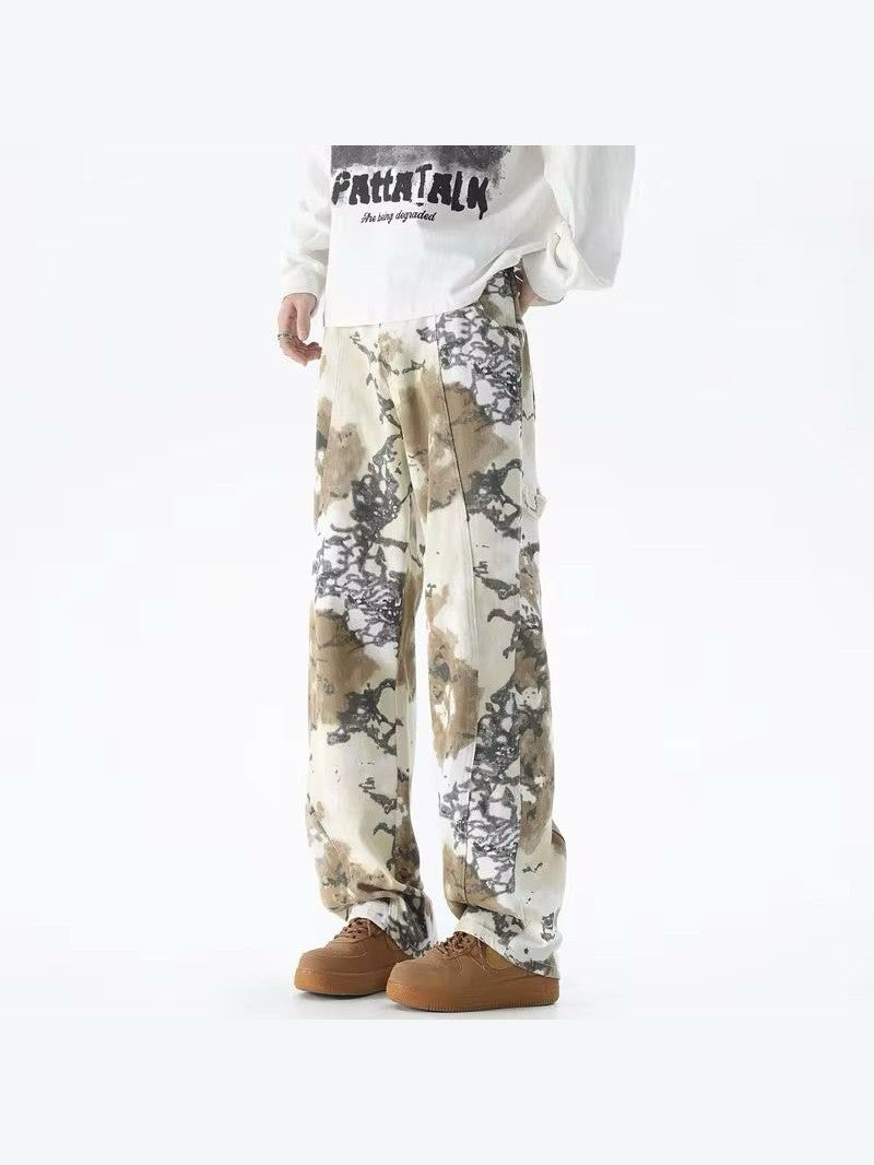 Abstract Earth-Tone Wide-Leg Limited Edition Bottom