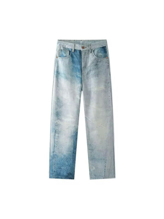 Faded Ombre Straight Rustic Blue Denim