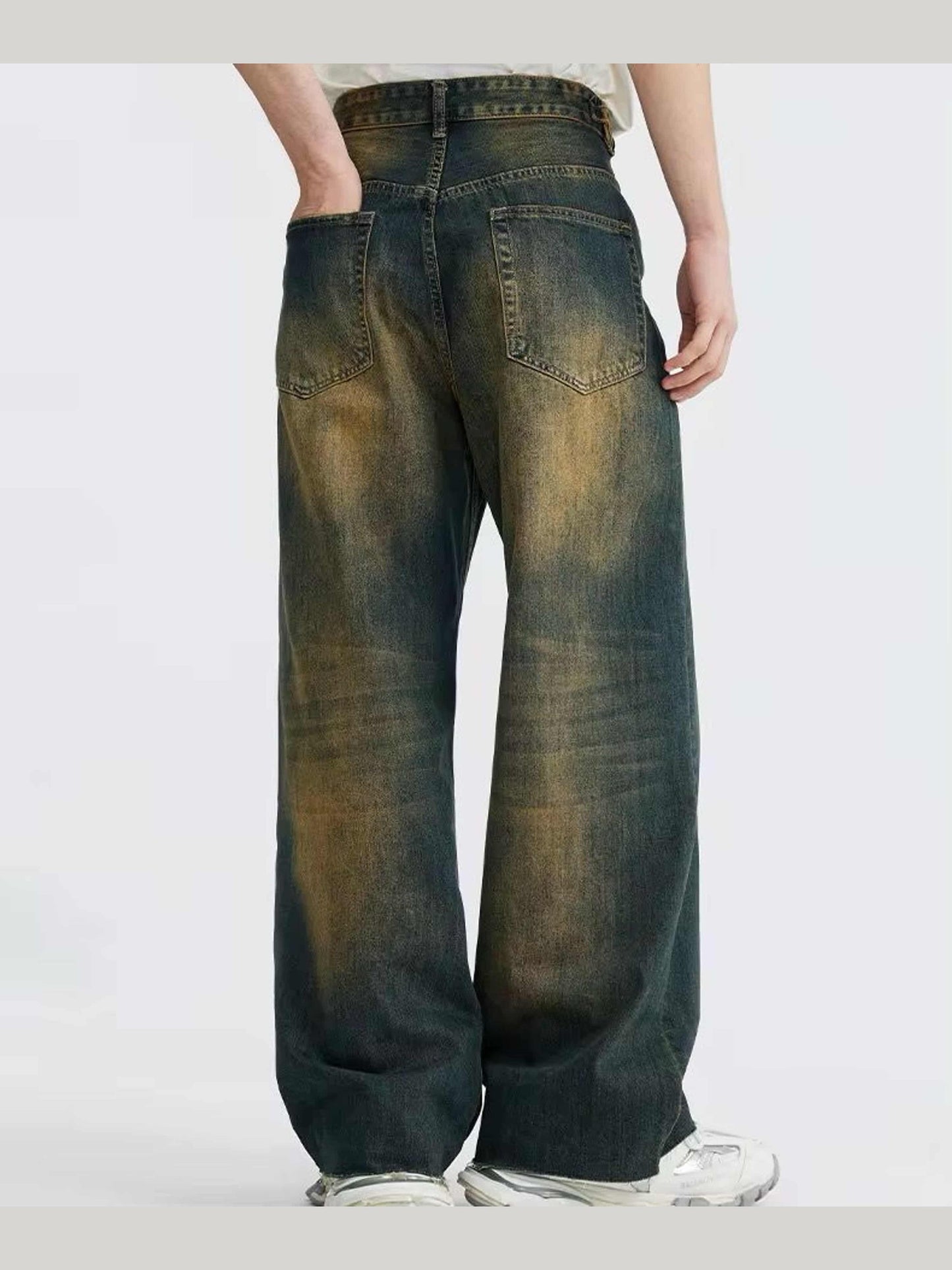 Burnt Fade Edge Wide-Leg Denim