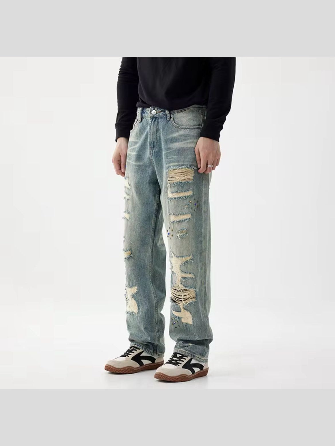 Distressed Embellished Vintage Denim